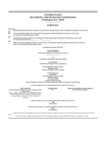 Thumbnail Sea Limited 20-F Annual Report 2022