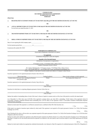 Thumbnail Performance Shipping
 20-F Annual Report 2022