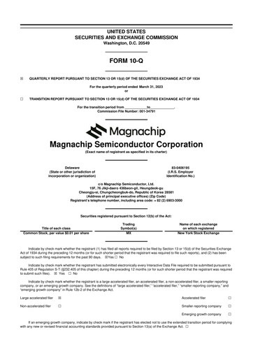 Vorschaubild Magnachip Semiconductor 10-Q Quartalsbericht 2023 
