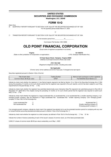 Thumbnail Old Point Financial 10-Q Quarterly Report FY2023 
