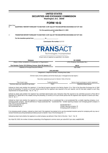 Thumbnail TransAct Technologies 10-Q Quarterly Report FY2023 