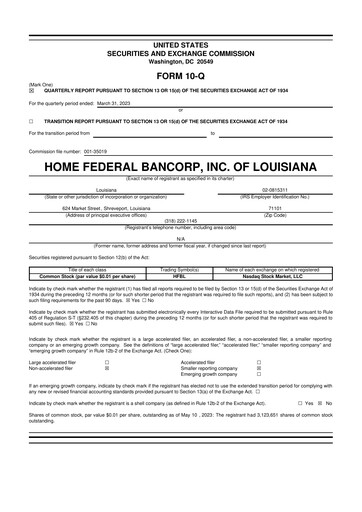 Thumbnail Home Federal Bancorp (HFB Bank) 10-Q Quarterly Report FY2023 