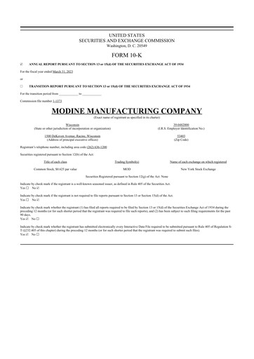 Thumbnail Modine Manufacturing
 10-K Annual Report 2023