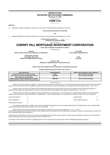 Thumbnail Cherry Hill Mortgage Investment 10-Q Quarterly Report FY2023 