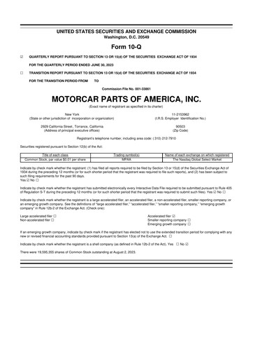 Vorschaubild Motorcar Parts of America 10-Q Quartalsbericht 2024 