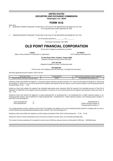 Thumbnail Old Point Financial 10-Q Quarterly Report FY2023 