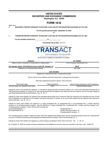 Thumbnail TransAct Technologies 10-Q Quarterly Report FY2023 