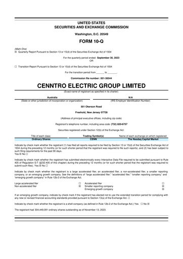 Vorschaubild Cenntro Inc. 10-Q Quartalsbericht 2023 