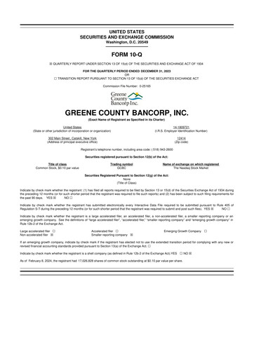 Thumbnail Greene County Bancorp 10-Q Quarterly Report FY2024 