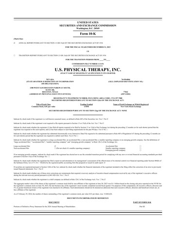 Miniature U.S. Physical Therapy, Inc. 10-K Rapport annuel 2023