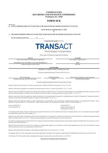 Thumbnail TransAct Technologies 10-K Annual Report 2023