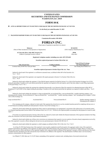 Thumbnail Forian 10-K Annual Report 2023