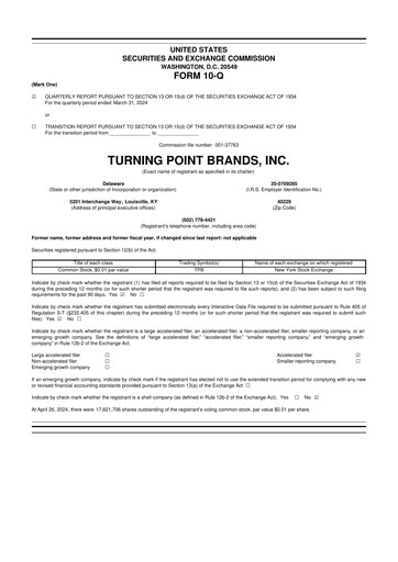 Miniature Turning Point Brands 10-Q Rapport trimestriel 2024 