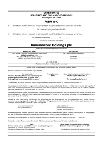 Miniature Immunocore 10-Q Rapport trimestriel 2024 