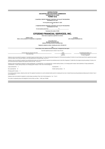 Miniature Citizens Financial Services 10-Q Rapport trimestriel 2024 