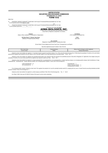 Thumbnail ADMA Biologics
 10-Q Quarterly Report FY2024 