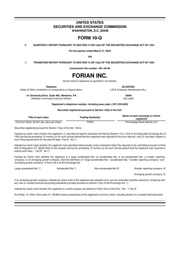 Thumbnail Forian 10-Q Quarterly Report FY2024 