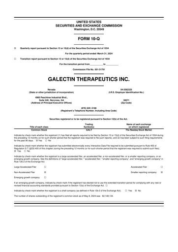 Thumbnail Galectin Therapeutics 10-Q Quarterly Report FY2024 