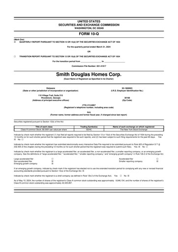 Thumbnail Smith Douglas Homes 10-Q Quarterly Report FY2024 