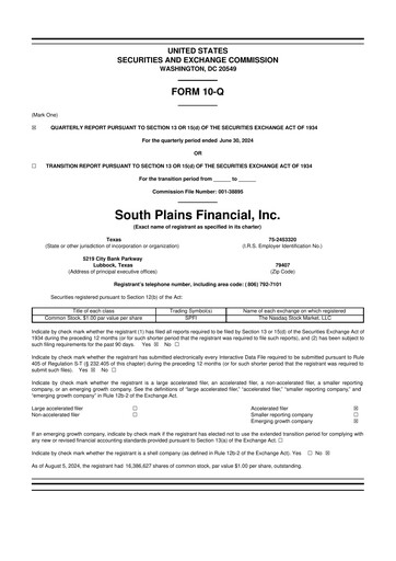 Thumbnail South Plains Financial 10-Q Quarterly Report FY2024 