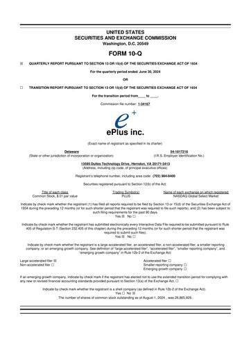 Thumbnail ePlus 10-Q Quarterly Report FY2025 