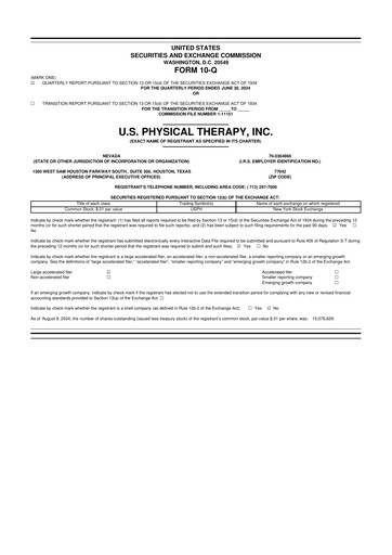 Thumbnail U.S. Physical Therapy, Inc. 10-Q Quarterly Report FY2024 