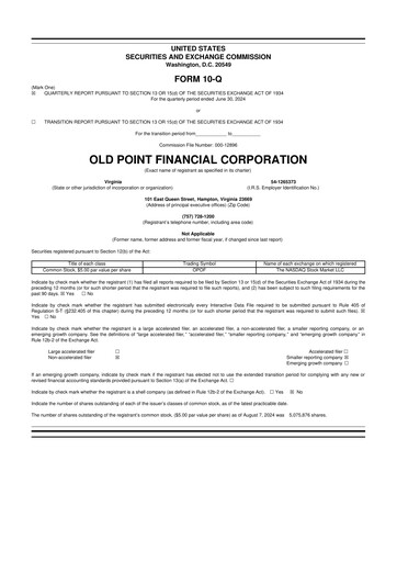 Thumbnail Old Point Financial 10-Q Quarterly Report FY2024 