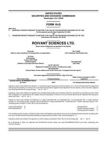 Miniature Roivant Sciences 10-Q Rapport trimestriel 2024 