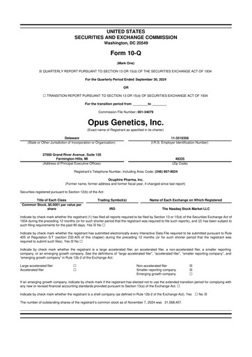 Vorschaubild Opus Genetics 10-Q Quartalsbericht 2024 
