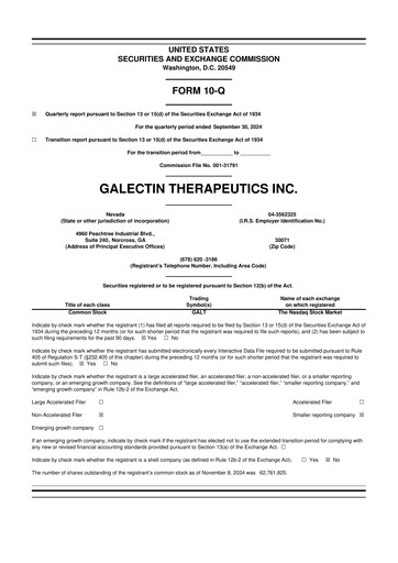 Thumbnail Galectin Therapeutics 10-Q Quarterly Report FY2024 