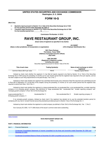 Thumbnail Rave Restaurant Group 10-Q Quarterly Report FY2025 