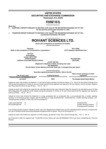 Miniature Roivant Sciences 10-Q Rapport trimestriel 2024 