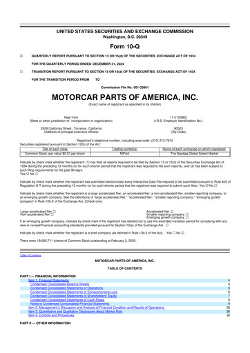 Vorschaubild Motorcar Parts of America 10-Q Quartalsbericht 2025 