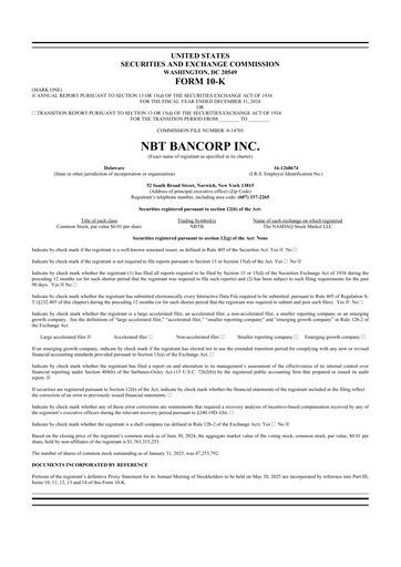 Thumbnail NBT Bancorp 10-K Annual Report 2024