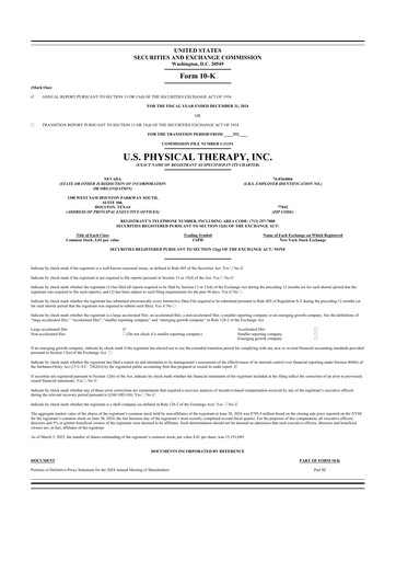 Miniature U.S. Physical Therapy, Inc. 10-K Rapport annuel 2024