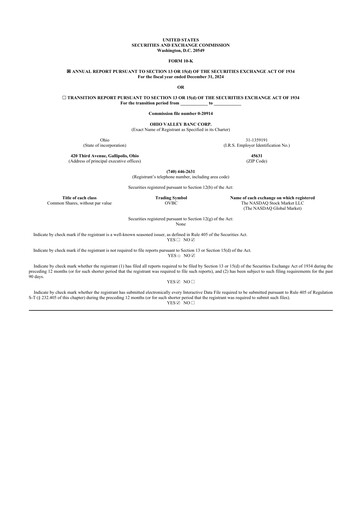 Thumbnail Ohio Valley Banc Corp 10-K Annual Report 2024