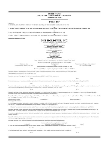 Thumbnail DHT Holdings 20-F Annual Report 2024