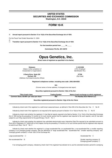 Vorschaubild Opus Genetics 10-K Jahresbericht 2024
