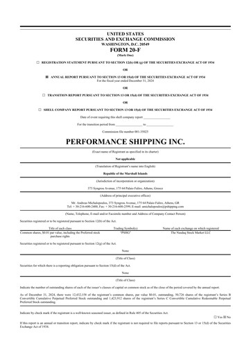 Thumbnail Performance Shipping
 20-F Annual Report 2024