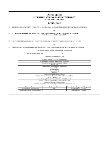 Thumbnail Nordic American Tankers 20-F Annual Report 2024