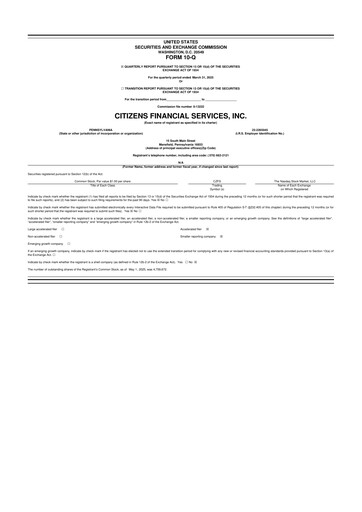 Miniature Citizens Financial Services 10-Q Rapport trimestriel 2025 