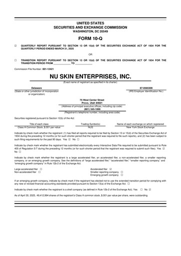 Thumbnail Nu Skin 10-Q Quarterly Report FY2025 