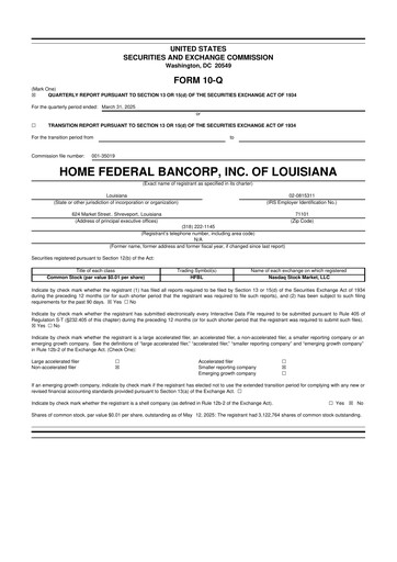 Thumbnail Home Federal Bancorp (HFB Bank) 10-Q Quarterly Report FY2025 