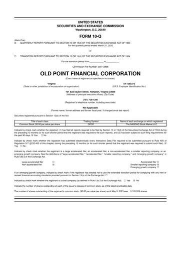 Thumbnail Old Point Financial 10-Q Quarterly Report FY2025 
