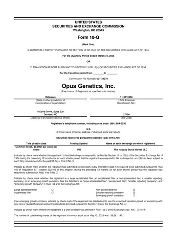 Vorschaubild Opus Genetics 10-Q Quartalsbericht 2025 