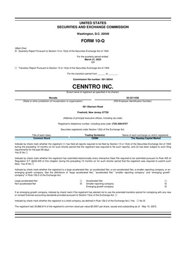 Vorschaubild Cenntro Inc. 10-Q Quartalsbericht 2025 
