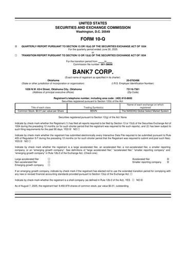 Thumbnail Bank7 10-Q Quarterly Report FY2025 