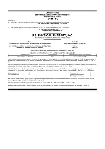 Thumbnail U.S. Physical Therapy, Inc. 10-Q Quarterly Report FY2025 