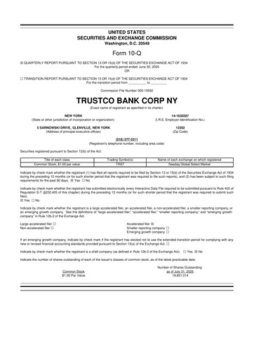 Thumbnail Trustco Bank 10-Q Quarterly Report FY2025 