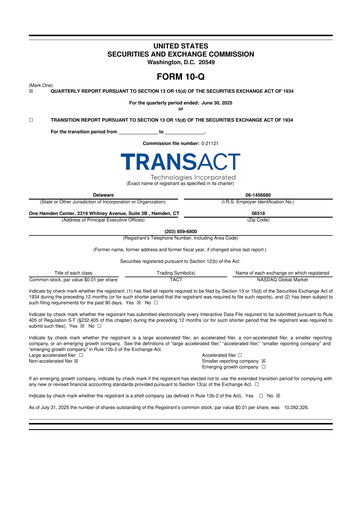 Thumbnail TransAct Technologies 10-Q Quarterly Report FY2025 